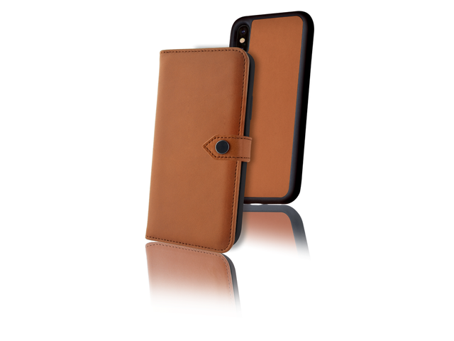 Ercko 2 in 1 Wallet Case - iPhone XR - Cognac