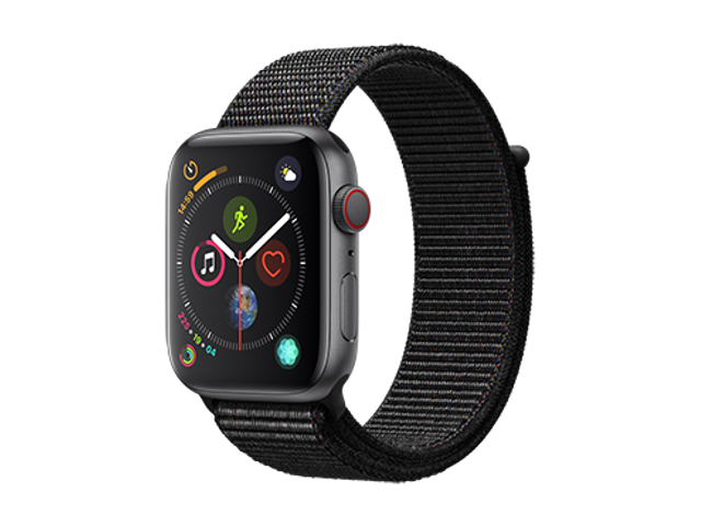 Apple Watch S4 Cellular - 44mm - Rymdgrå/Svart Sport Loop